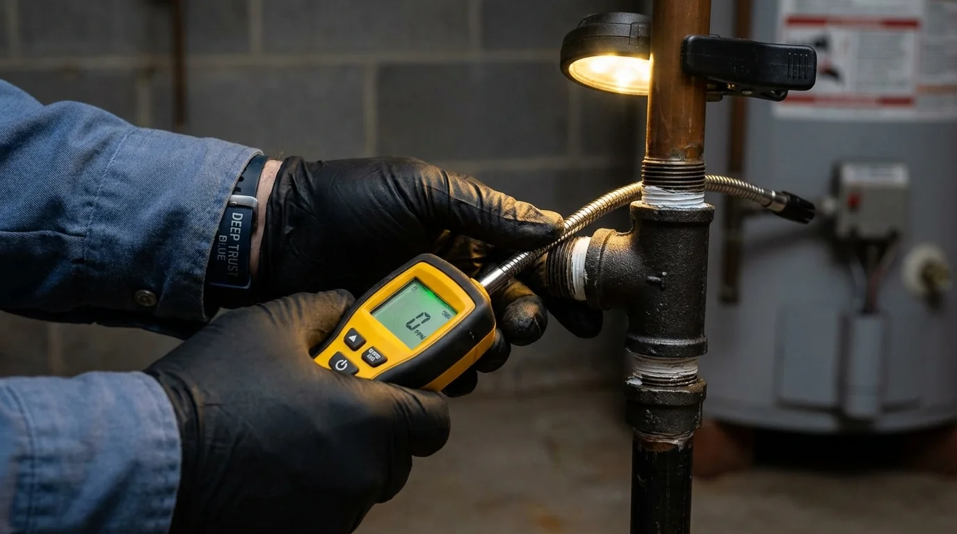 Gas leak detection with electronic sniffer by Johns Plumbing LLC in Stockton