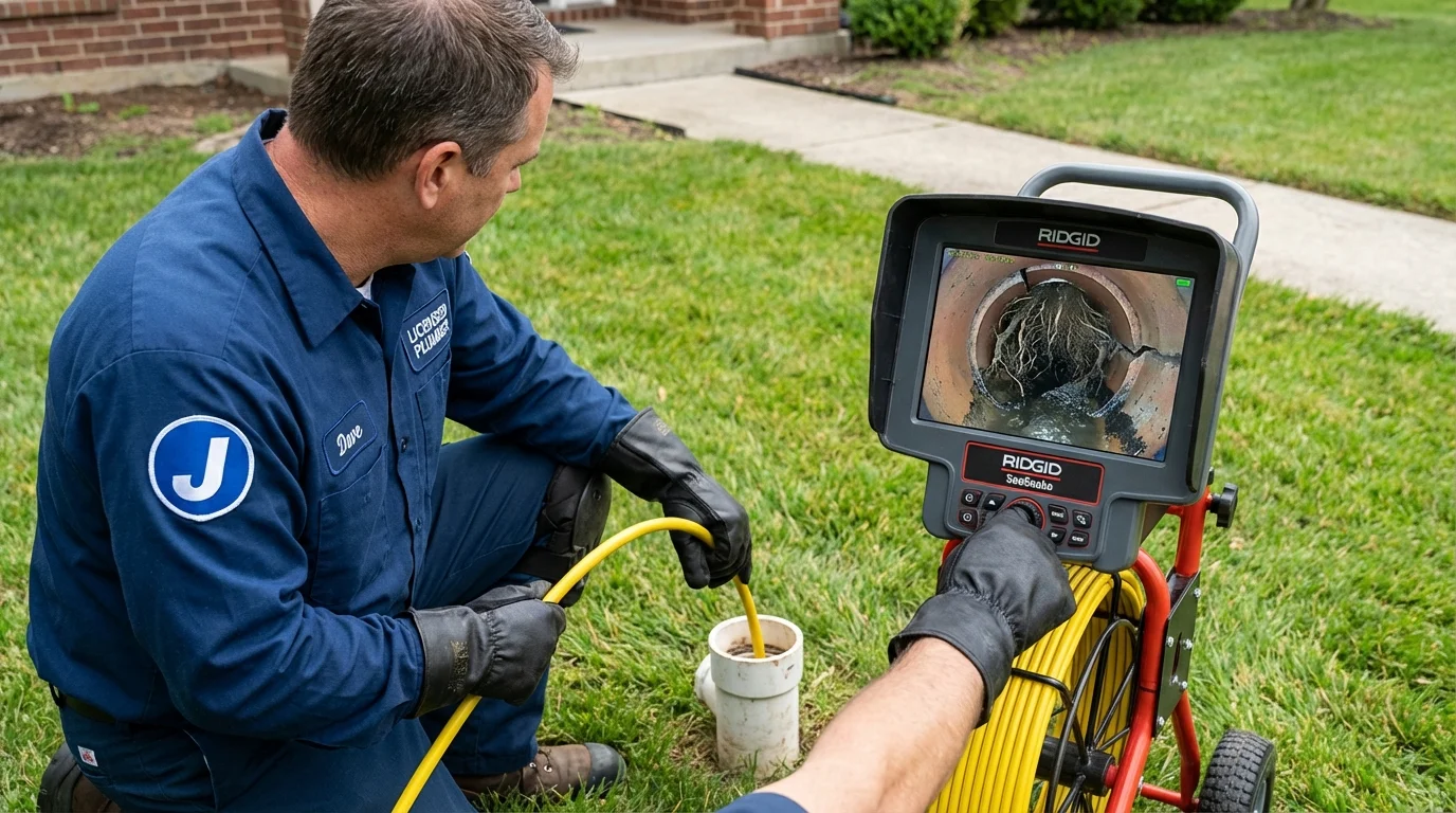 Sewer camera inspection being performed by Johns Plumbing LLC in Stockton